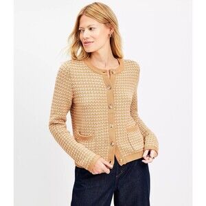 Loft Textured Sweater Jacket Button Up Women’s Size Large Brown